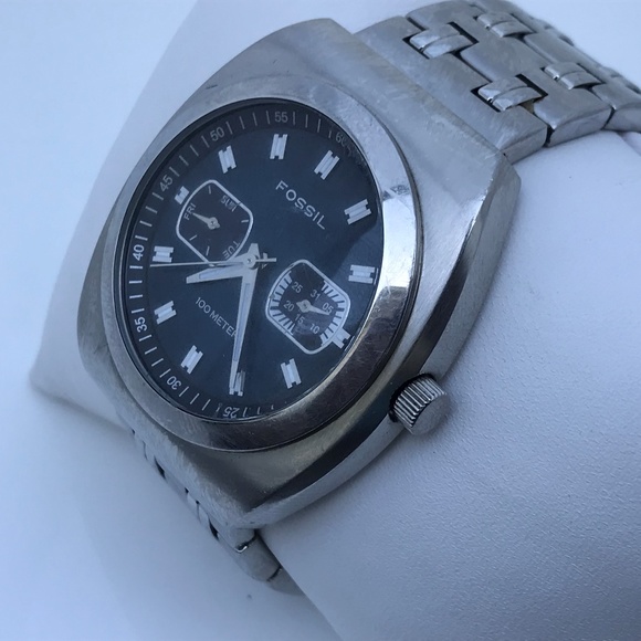 Fossil Other - Fossil Blue Men Watch Silver Tone BQ-9241 Chrono